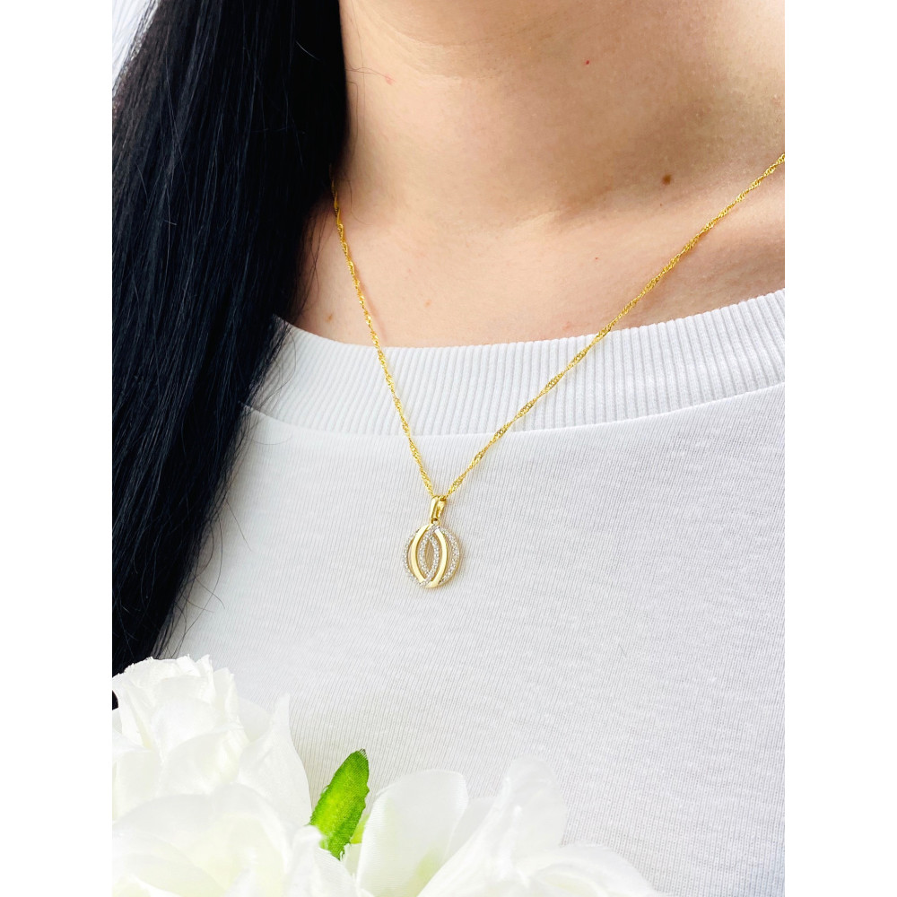 Złoty wisiorek zawieszka z cyrkoniami