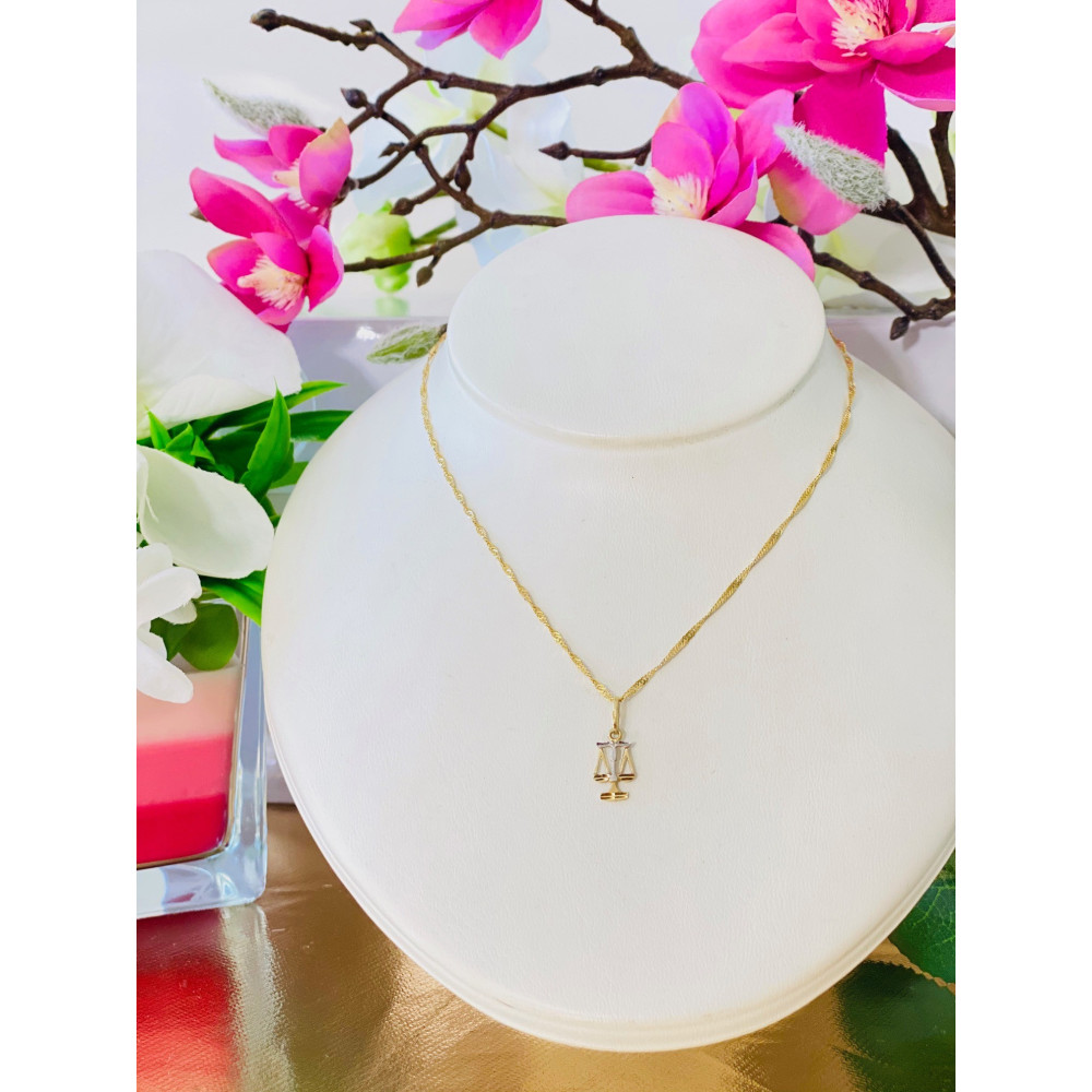 Złoty wisiorek zawieszka znak zodiaku waga