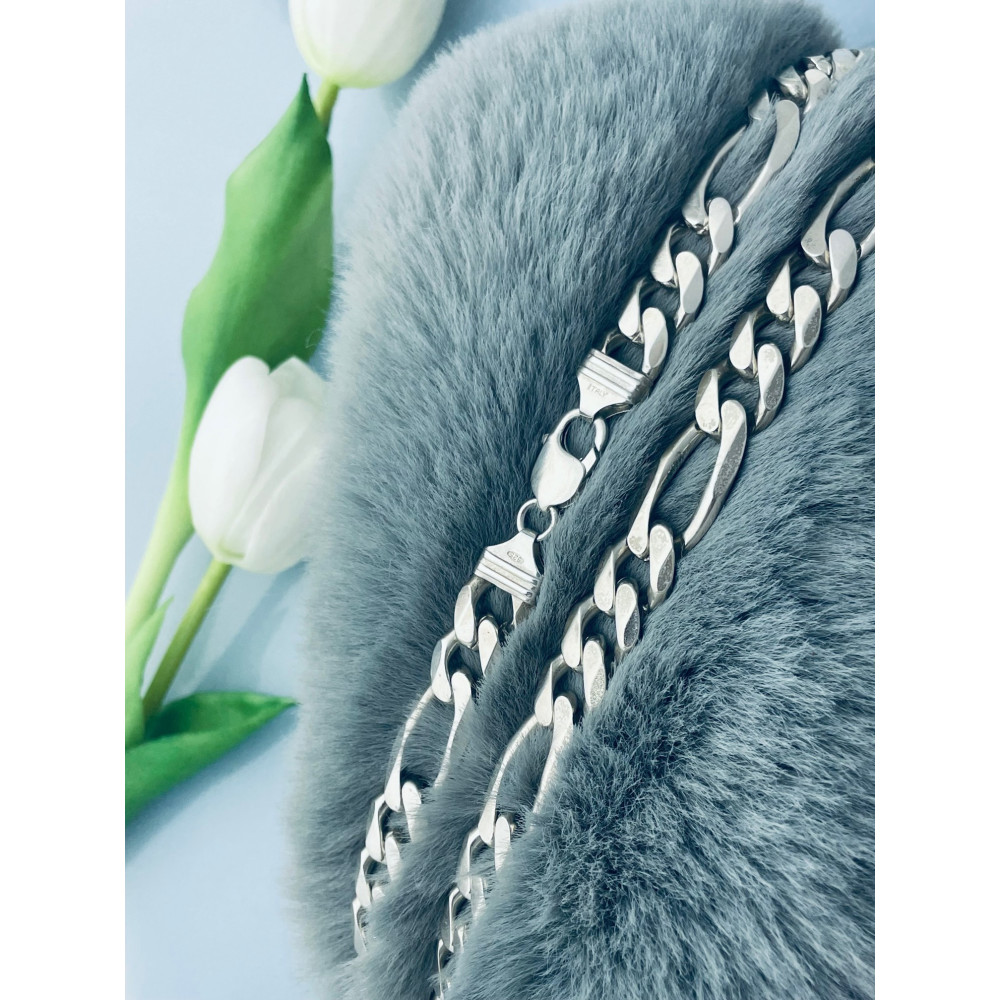 Srebrny łańcuszek szeroki figaro