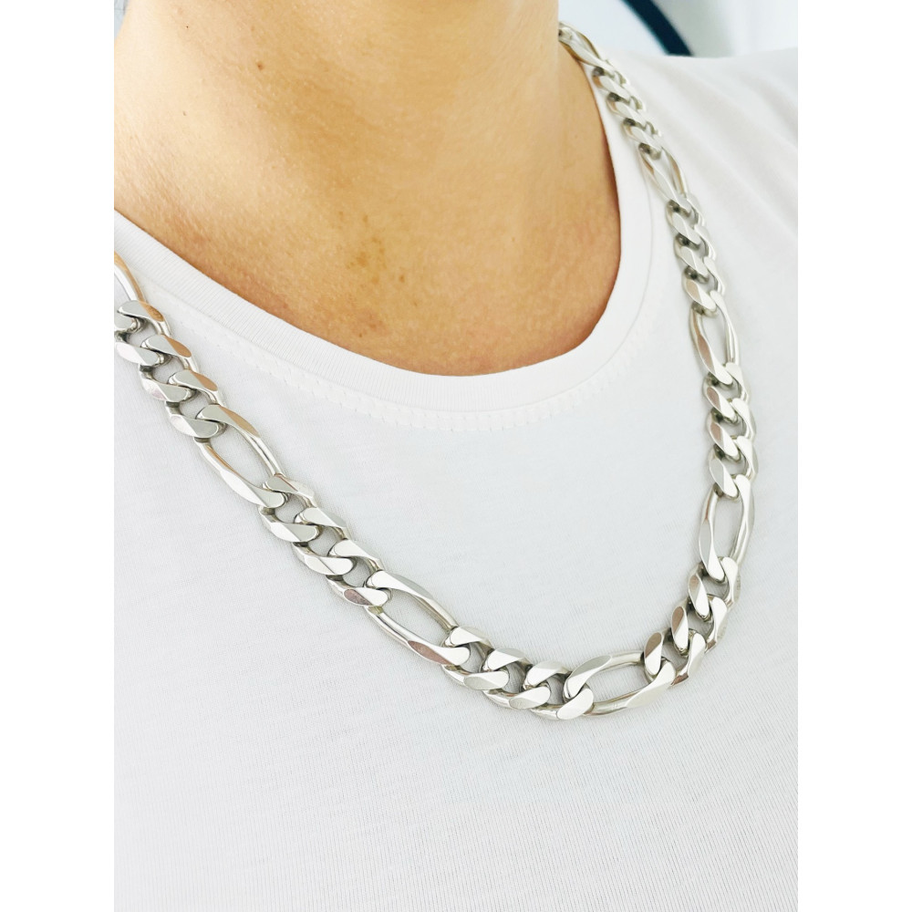 Srebrny łańcuszek szeroki masywny figaro