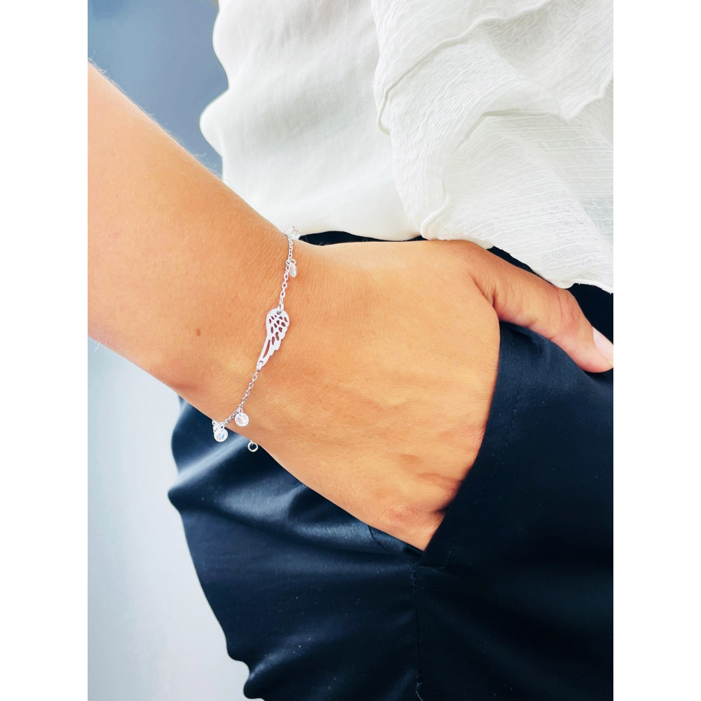 Flügel Armband 925 Silber mit Zirkonia Damen Kinder