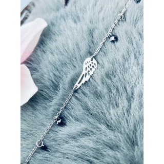 Flügel Armband 925 Silber mit Onyx Damen Kinder