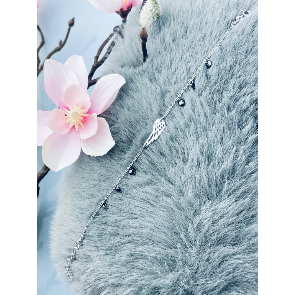 Flügel Armband 925 Silber mit Onyx Damen Kinder