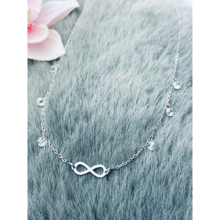 Infinity 925 Silber Halskette mit Zirkonia Halsband Damen Kinder