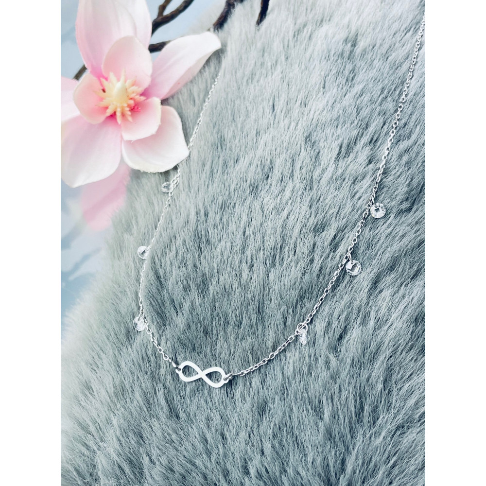 Infinity 925 Silber Halskette mit Zirkonia Halsband Damen Kinder