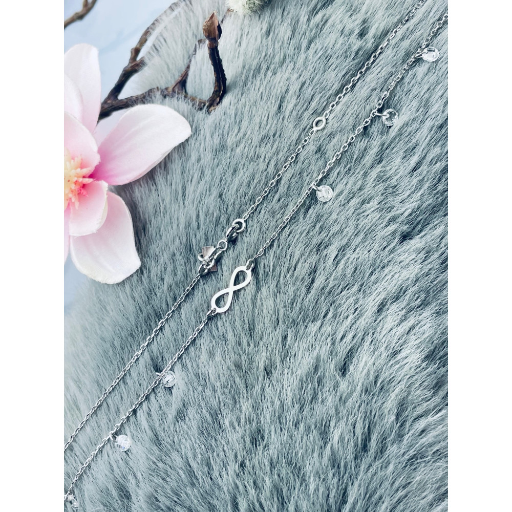 Infinity 925 Silber Halskette mit Zirkonia Halsband Damen Kinder