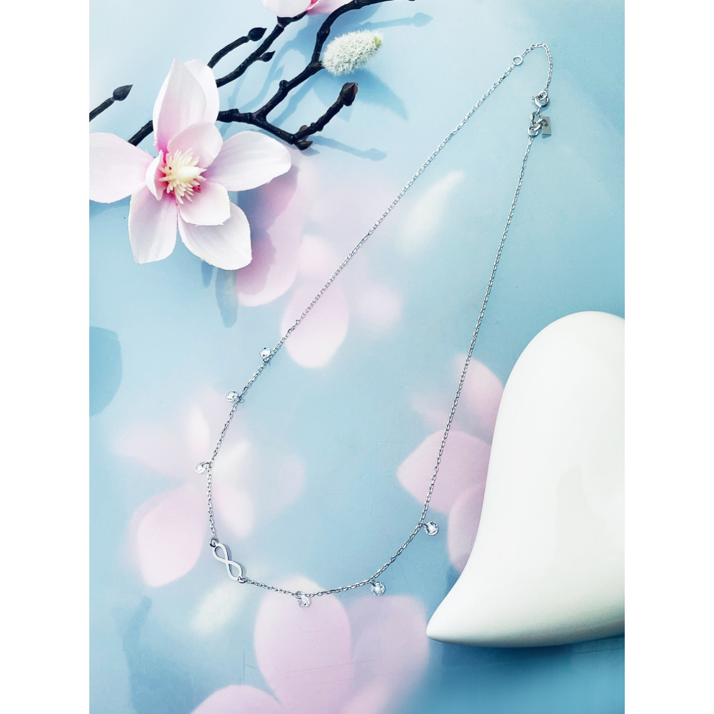 Infinity 925 Silber Halskette mit Zirkonia Halsband Damen Kinder