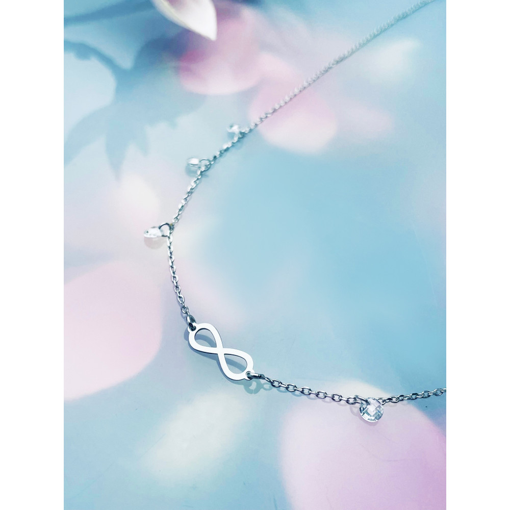 Infinity 925 Silber Halskette mit Zirkonia Halsband Damen Kinder
