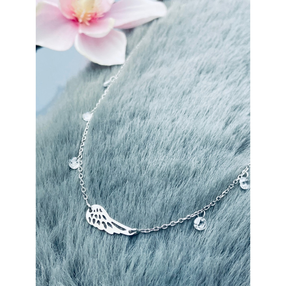 Flügel 925 Silber Halskette mit Zirkonia Halsband Damen Kinder