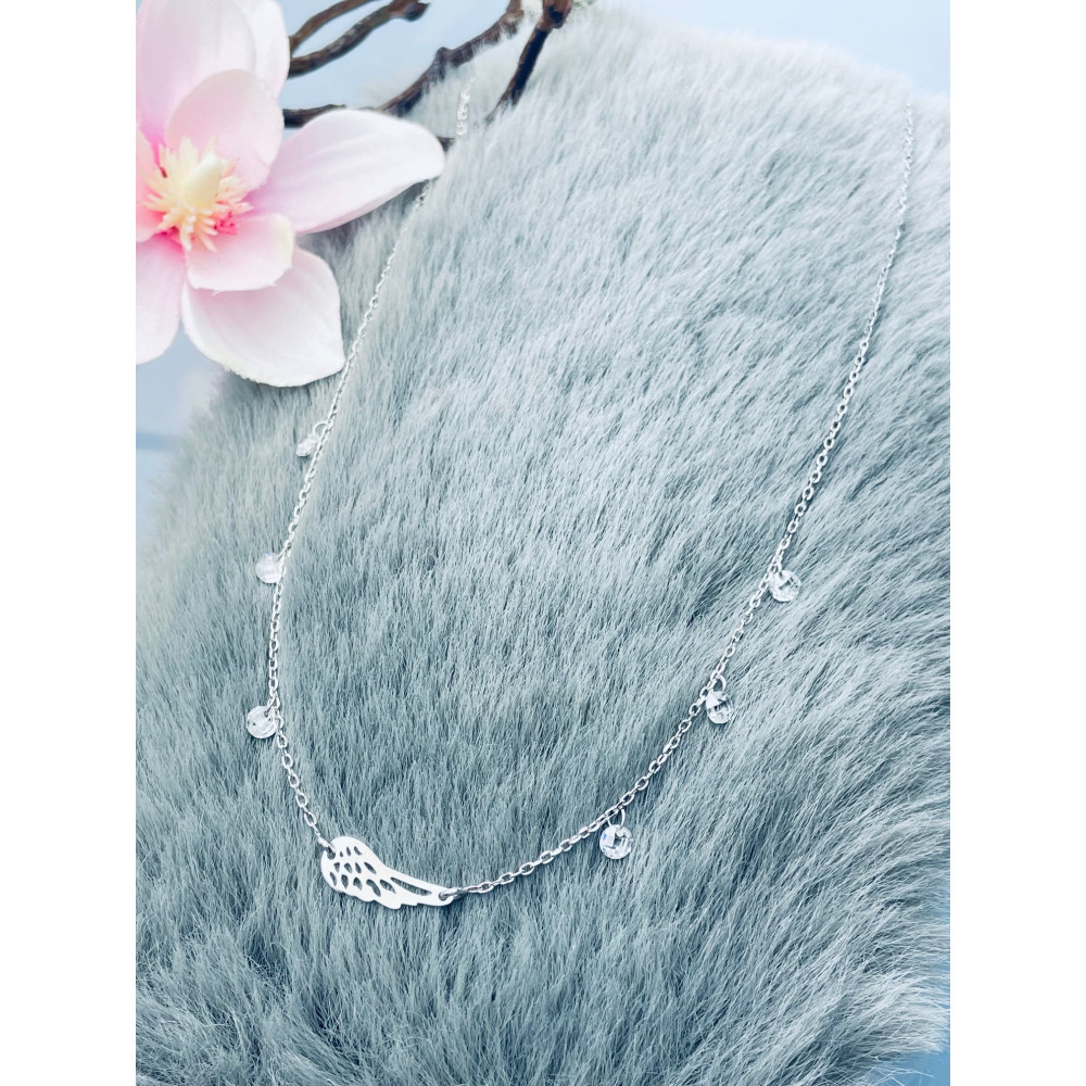 Flügel 925 Silber Halskette mit Zirkonia Halsband Damen Kinder