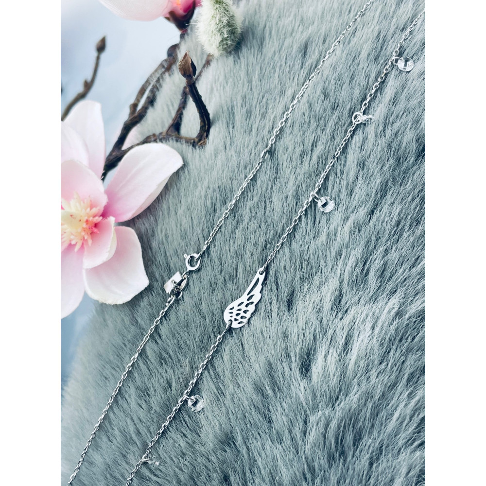 Flügel 925 Silber Halskette mit Zirkonia Halsband Damen Kinder