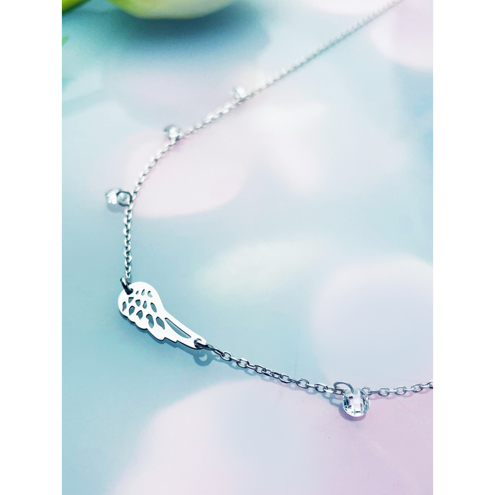 Flügel 925 Silber Halskette mit Zirkonia Halsband Damen Kinder