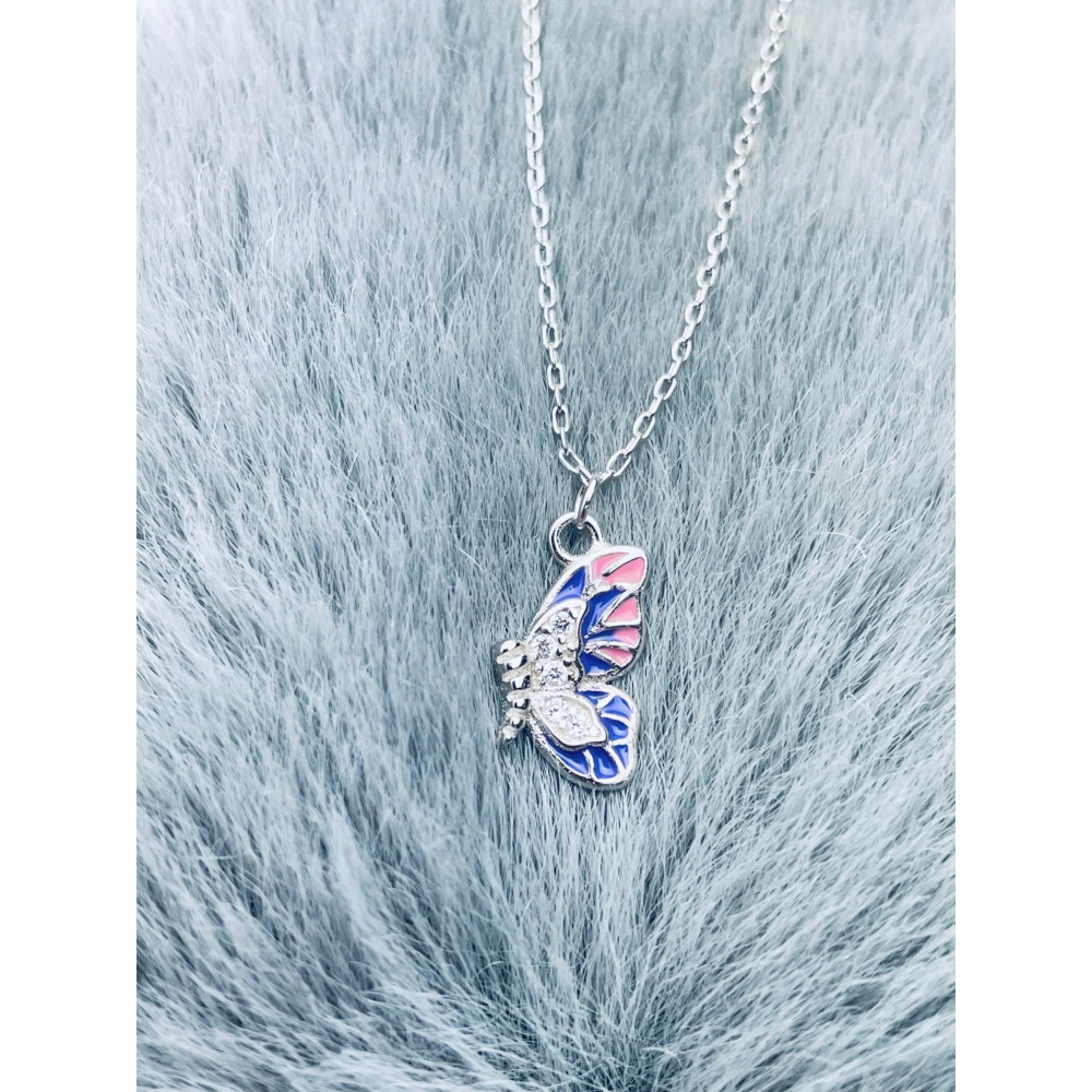 Schmetterling 925 Silber Halskette mit Zirkonia Halsband Damen Kinder