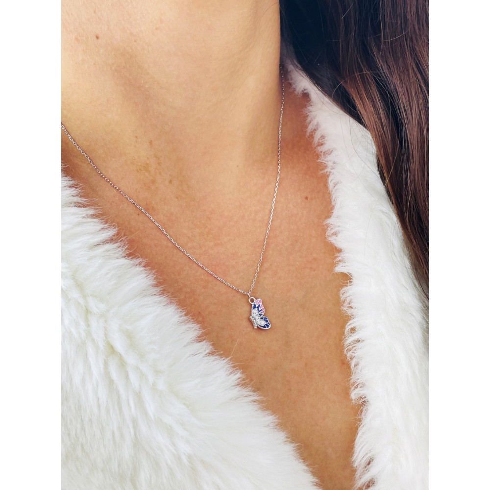 Schmetterling 925 Silber Halskette mit Zirkonia Halsband Damen Kinder