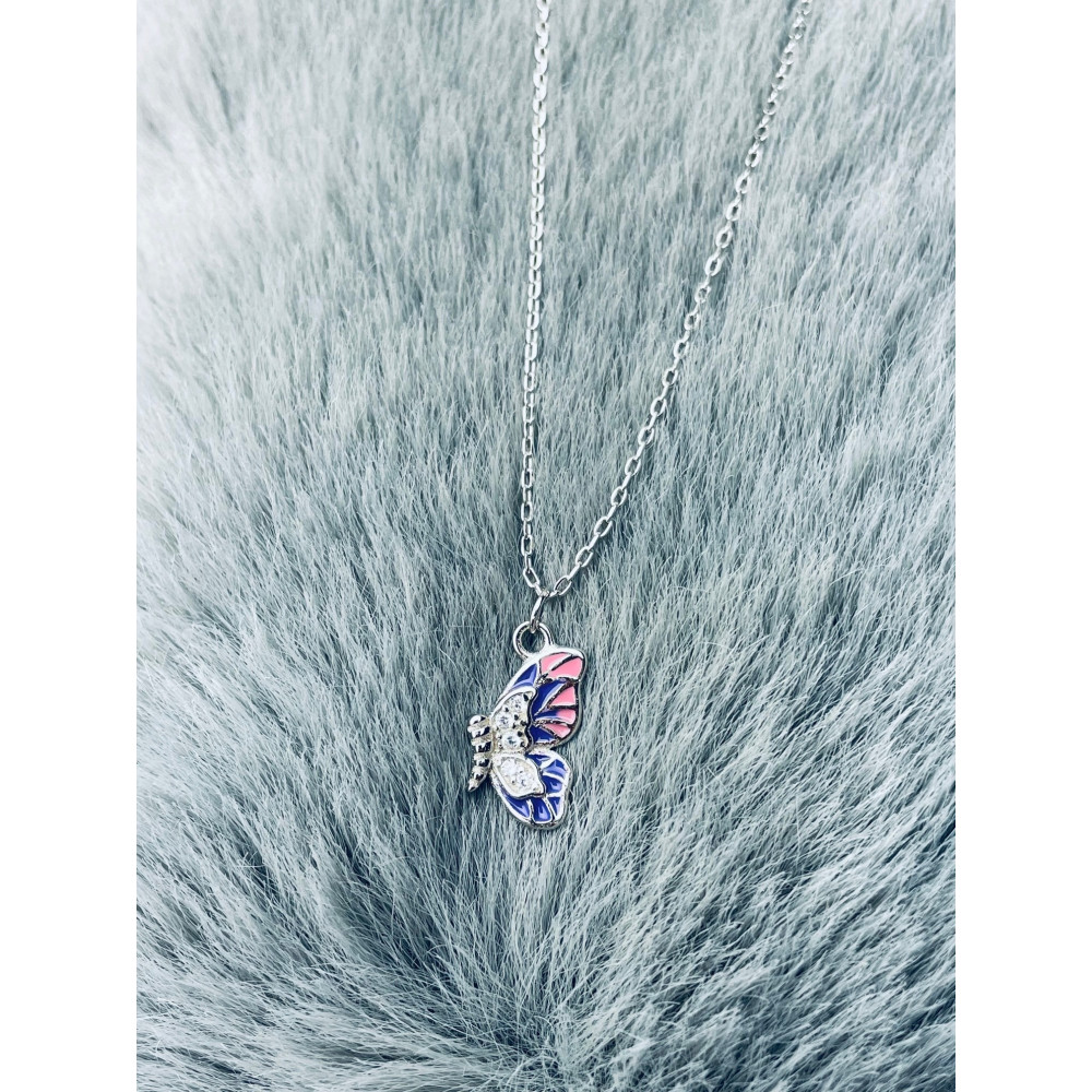 Schmetterling 925 Silber Halskette mit Zirkonia Halsband Damen Kinder