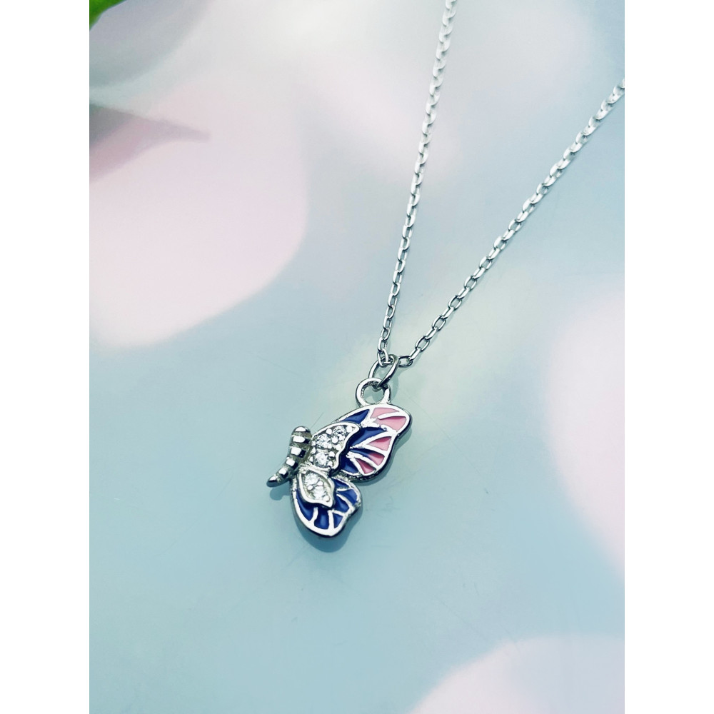 Schmetterling 925 Silber Halskette mit Zirkonia Halsband Damen Kinder