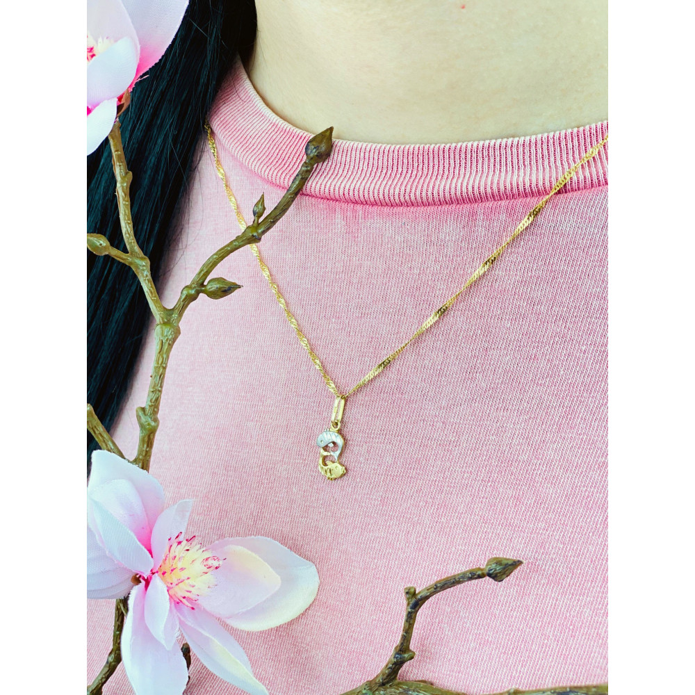 Złoty wisiorek zawieszka znak zodiaku ryby