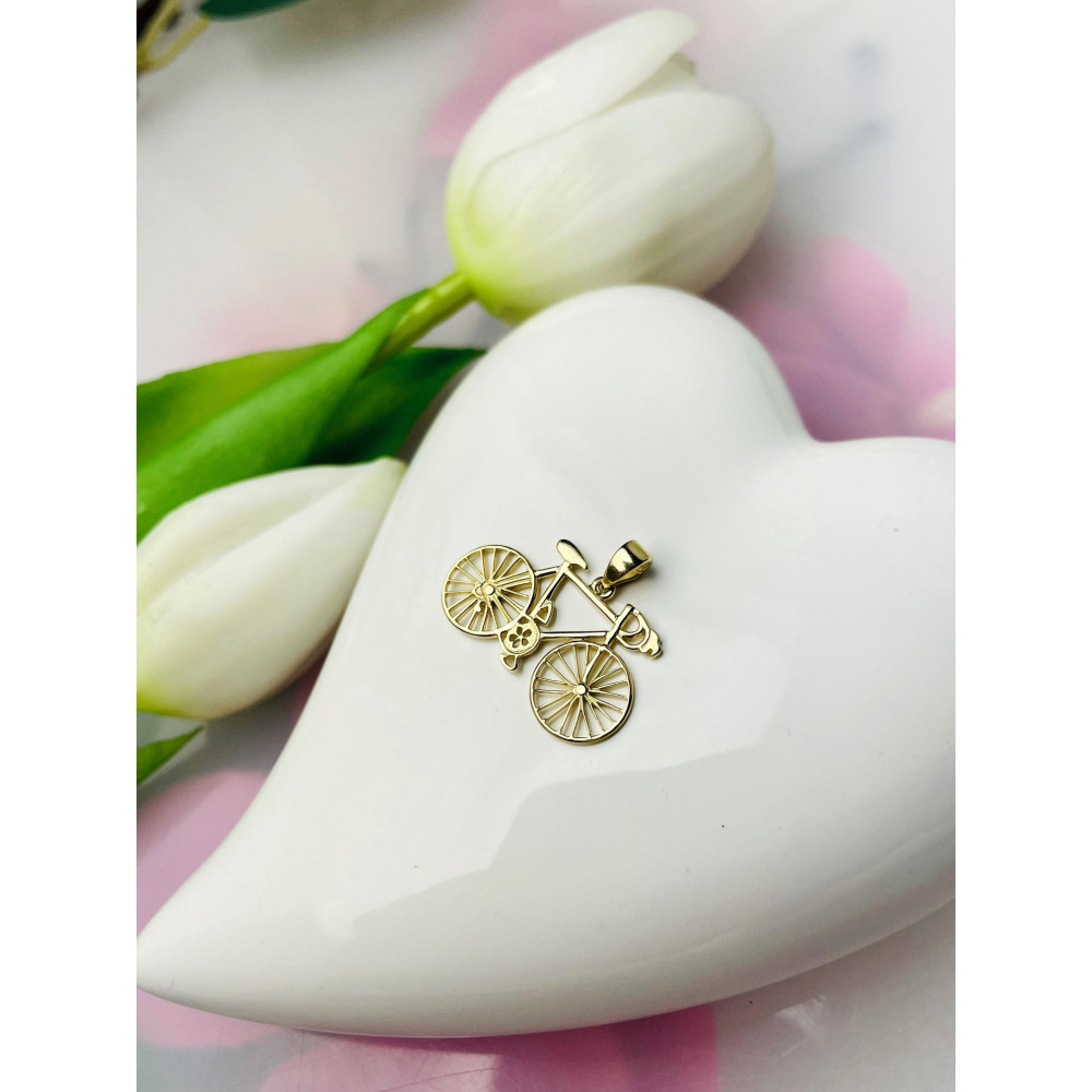 Złota zawieszka wisiorek rower kolarstwo