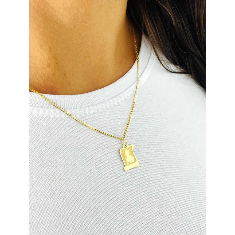 Złoty wisiorek zawieszka papirus znak zodiaku panna