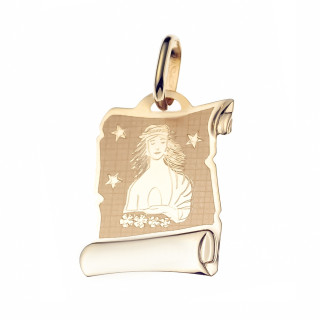 Złoty wisiorek zawieszka papirus znak zodiaku panna