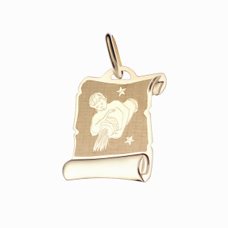 Złoty wisiorek zawieszka papirus znak zodiaku wodnik