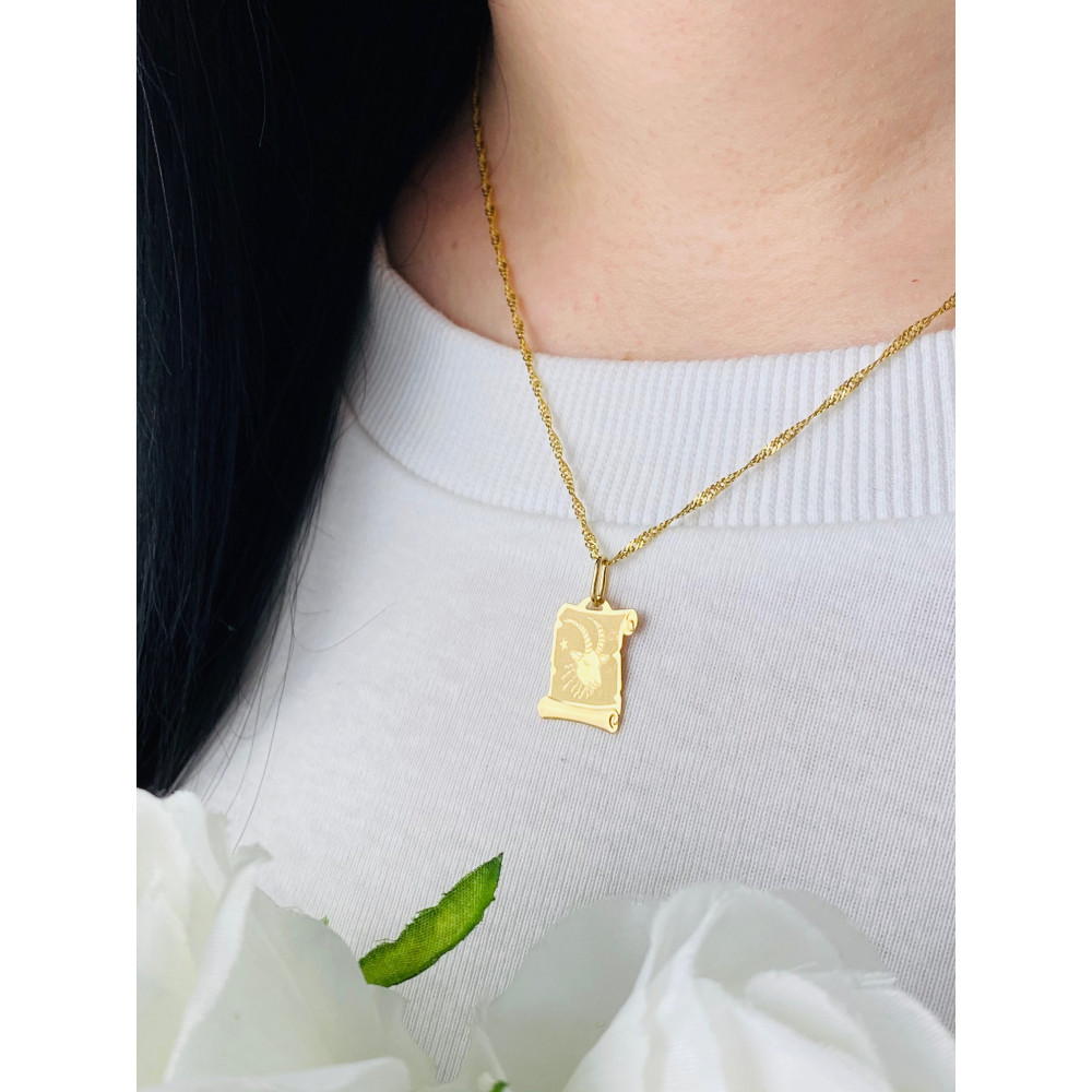 Anhänger Steinbock Sternzeichen Tierkreiszeichen Horoskop Papyrus Kettenanhänger Gold Goldanhänger