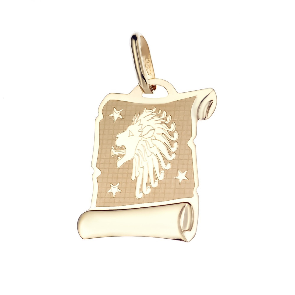 Złoty wisiorek zawieszka znak zodiaku lew
