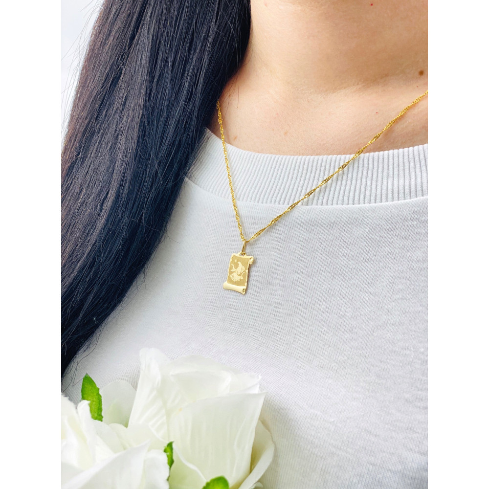 Anhänger Fische Sternzeichen Tierkreiszeichen Horoskop Papyrus Kettenanhänger Gold Goldanhänger