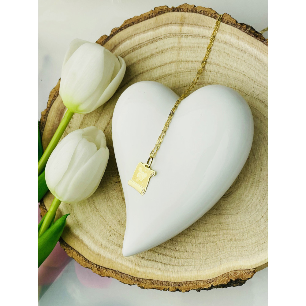 Złoty wisiorek zawieszka papirus znak zodiaku wodnik