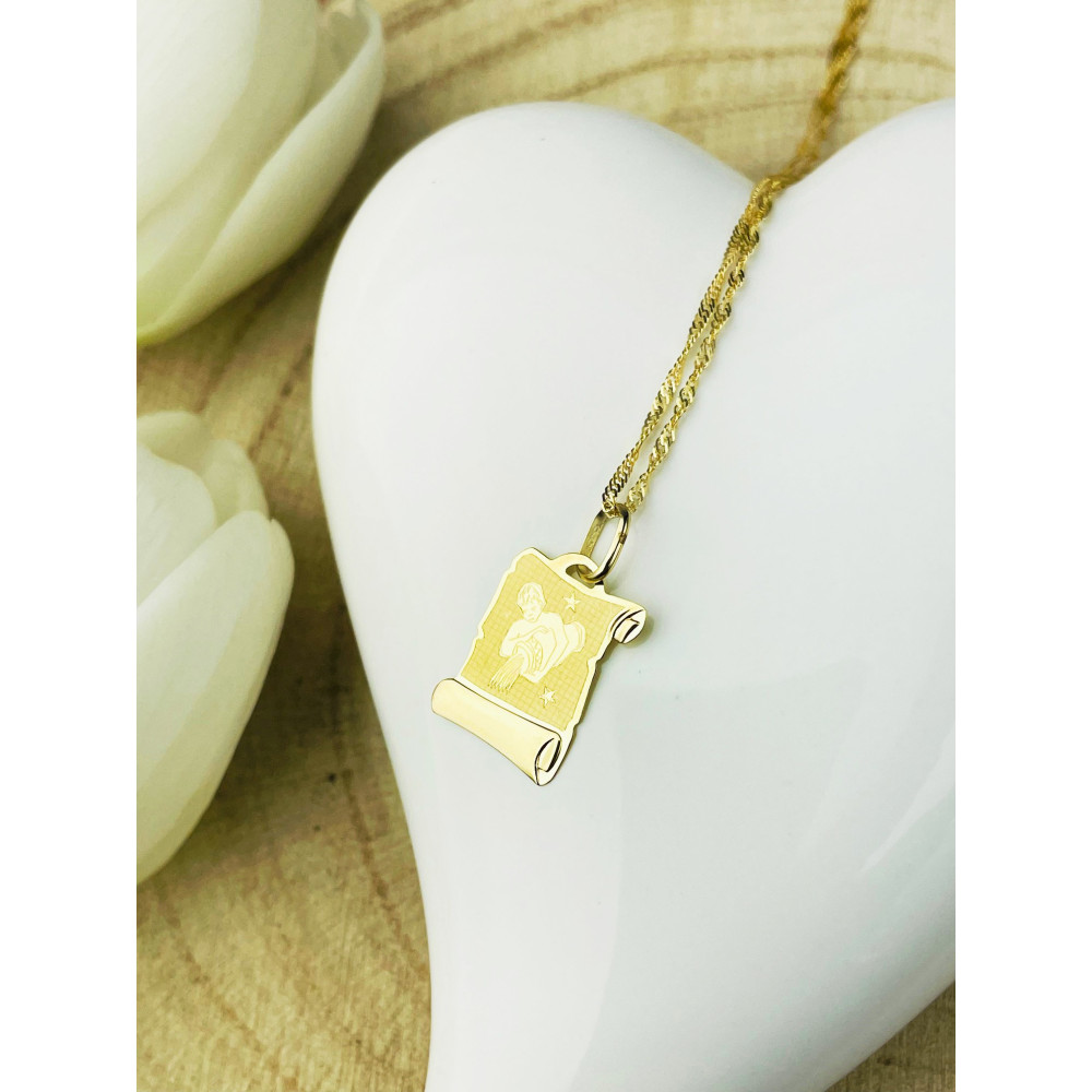Goldanhänger Gelbgold Papyrus  Wassermann Sternzeichen Tierkreiszeichen Horoskop Kettenanhänger