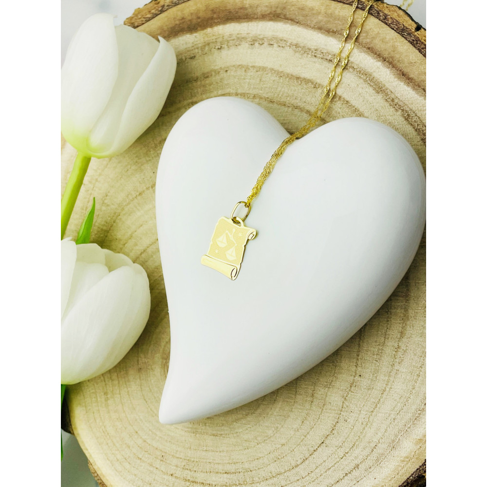 Złoty wisiorek zawieszka papirus znak zodiaku waga