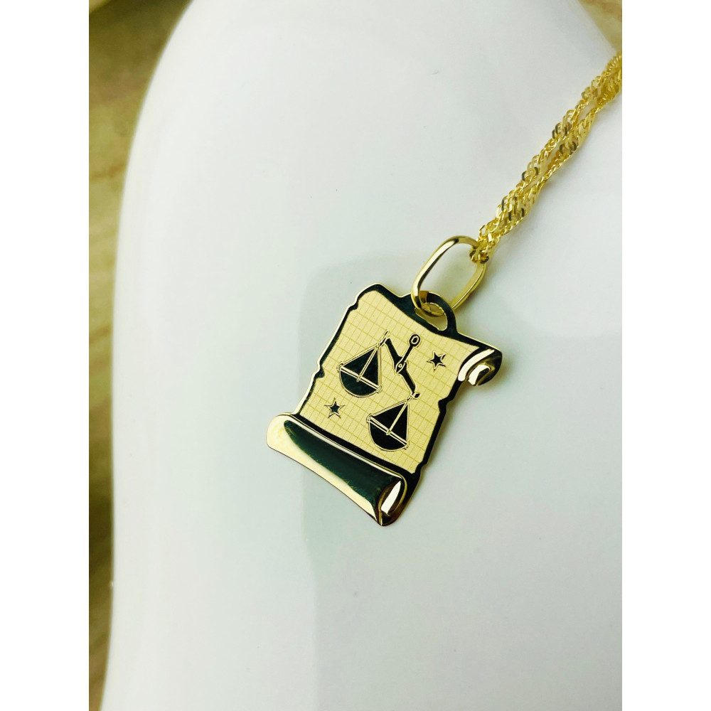 Goldanhänger Gelbgold Papyrus Waage Sternzeichen Tierkreiszeichen Horoskop Kettenanhänger