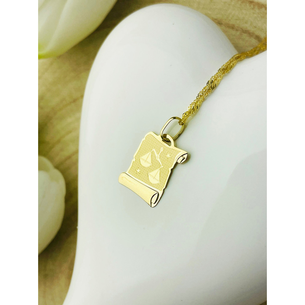 Goldanhänger Gelbgold Papyrus Waage Sternzeichen Tierkreiszeichen Horoskop Kettenanhänger