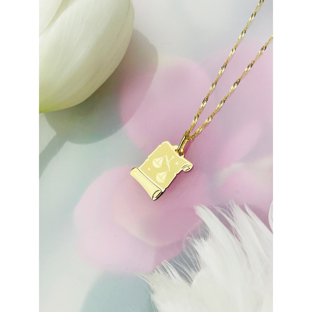 Goldanhänger Gelbgold Papyrus Waage Sternzeichen Tierkreiszeichen Horoskop Kettenanhänger