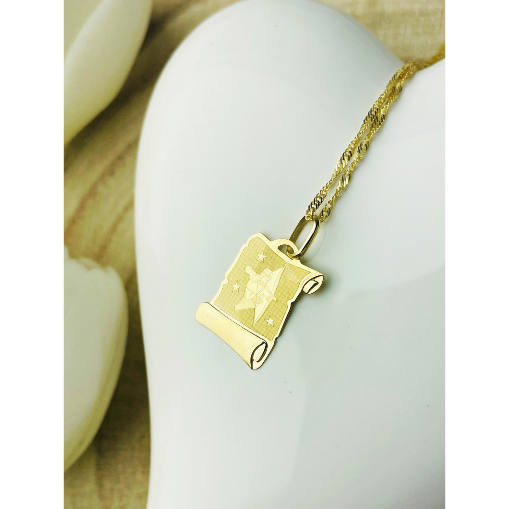 Złoty wisiorek zawieszka znak zodiaku strzelec papirus