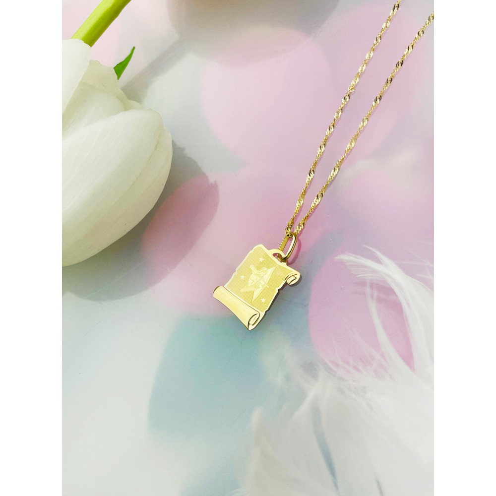 Złoty wisiorek zawieszka znak zodiaku strzelec papirus