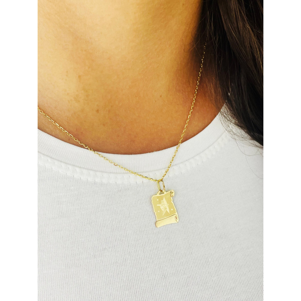 Złoty wisiorek zawieszka znak zodiaku strzelec papirus