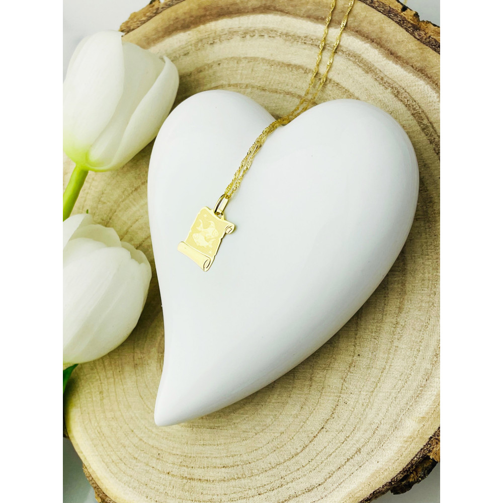 Złoty wisiorek zawieszka znak zodiaku ryby