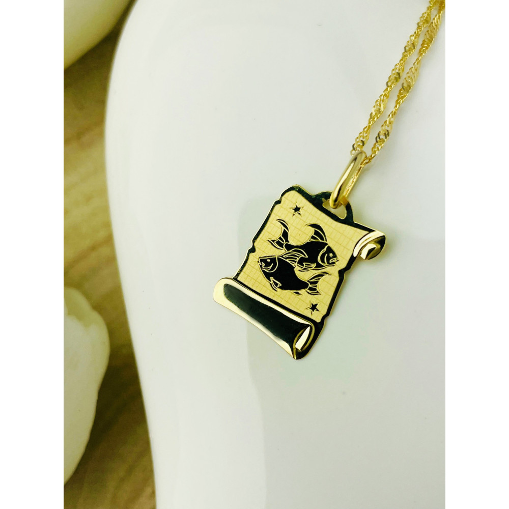 Złoty wisiorek zawieszka znak zodiaku ryby
