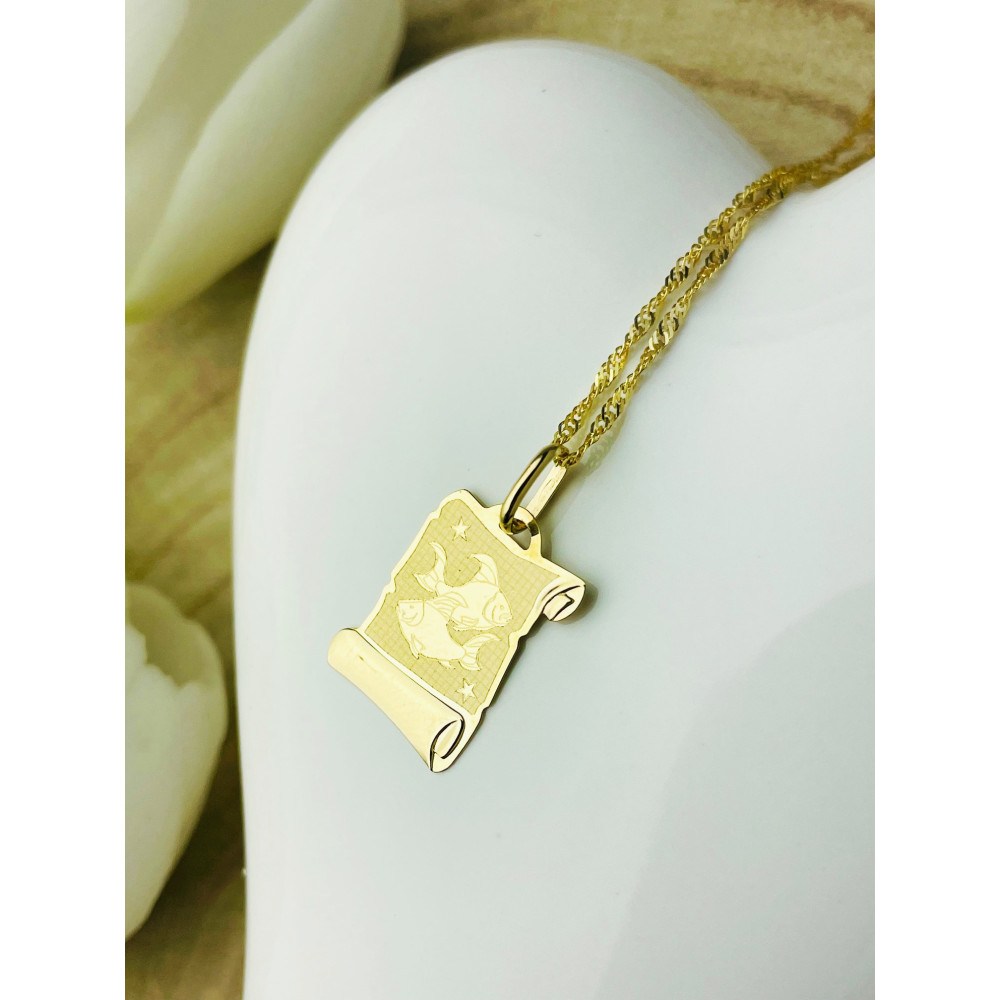 Złoty wisiorek zawieszka znak zodiaku ryby