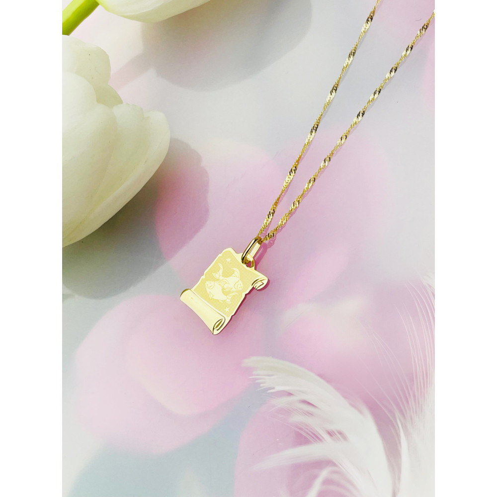 Anhänger Fische Sternzeichen Tierkreiszeichen Horoskop Papyrus Kettenanhänger Gold Goldanhänger