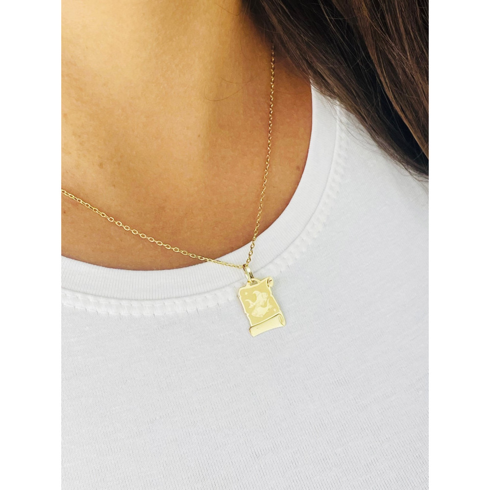 Anhänger Fische Sternzeichen Tierkreiszeichen Horoskop Papyrus Kettenanhänger Gold Goldanhänger