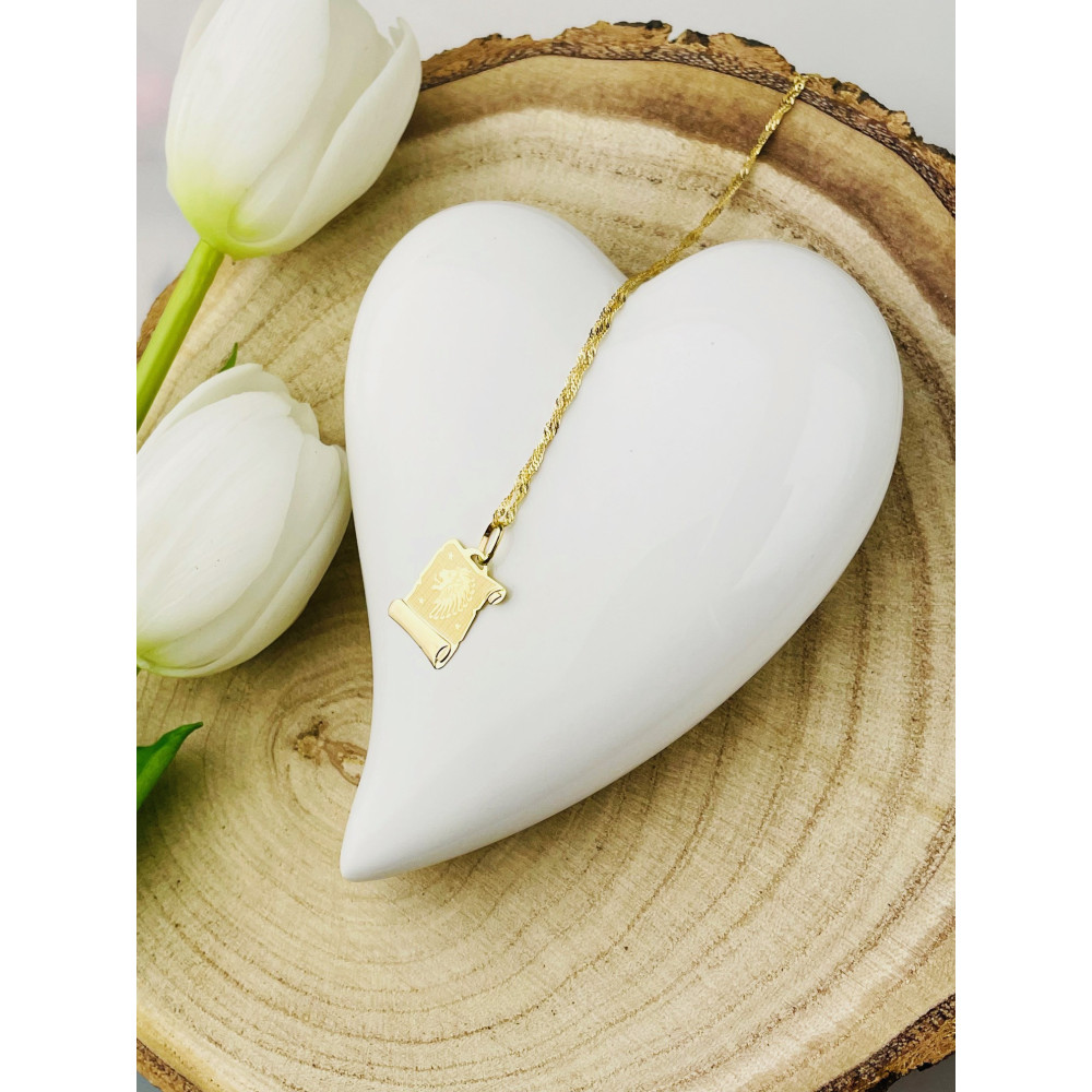 Złoty wisiorek zawieszka znak zodiaku lew