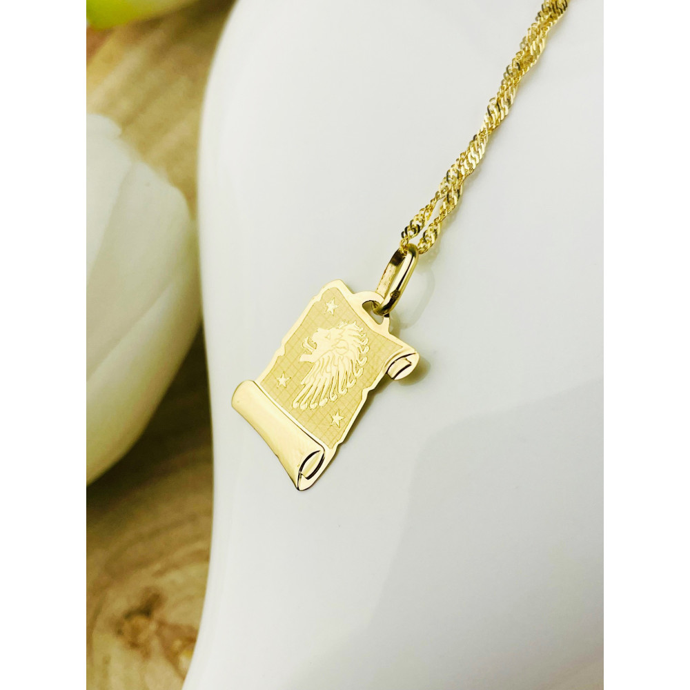 Złoty wisiorek zawieszka znak zodiaku lew