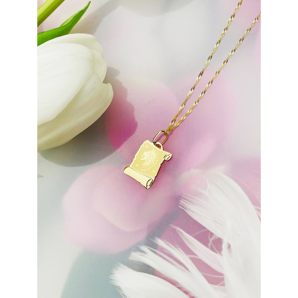 Złoty wisiorek zawieszka znak zodiaku lew