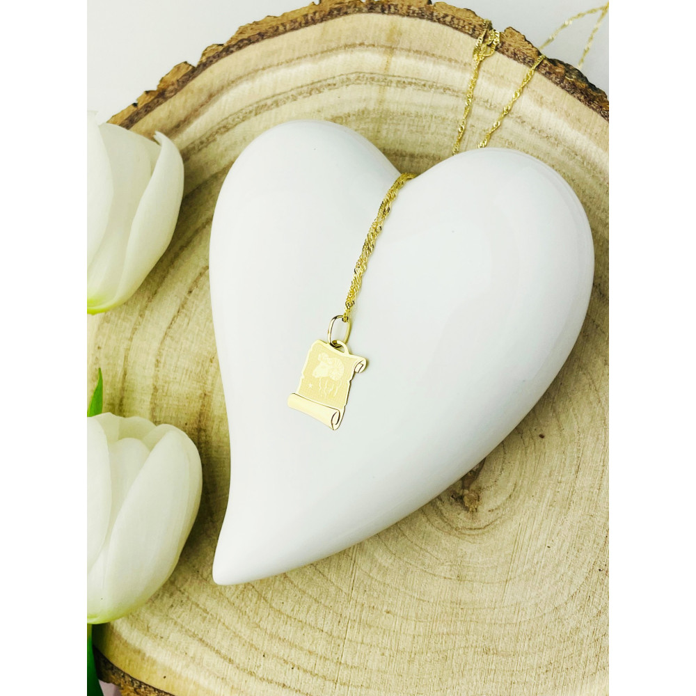 Złoty wisiorek zawieszka znak zodiaku baran