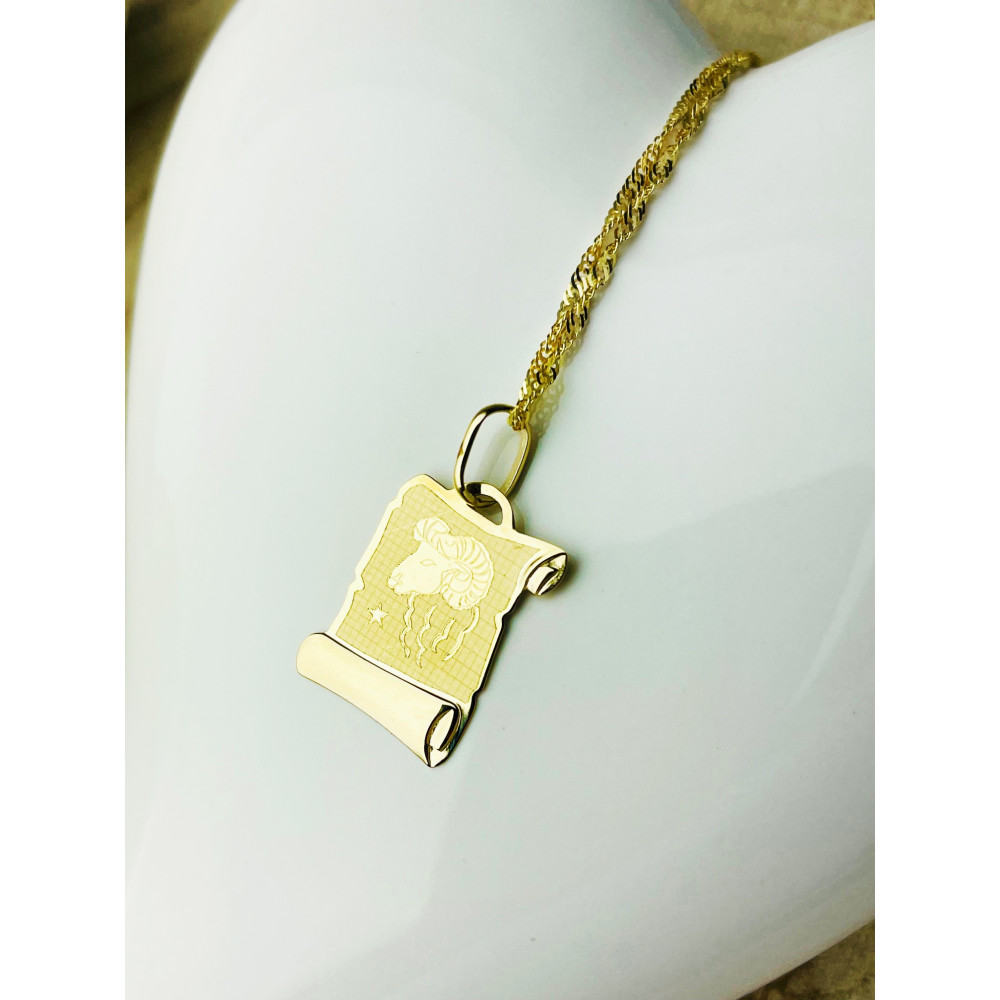 Złoty wisiorek zawieszka znak zodiaku baran