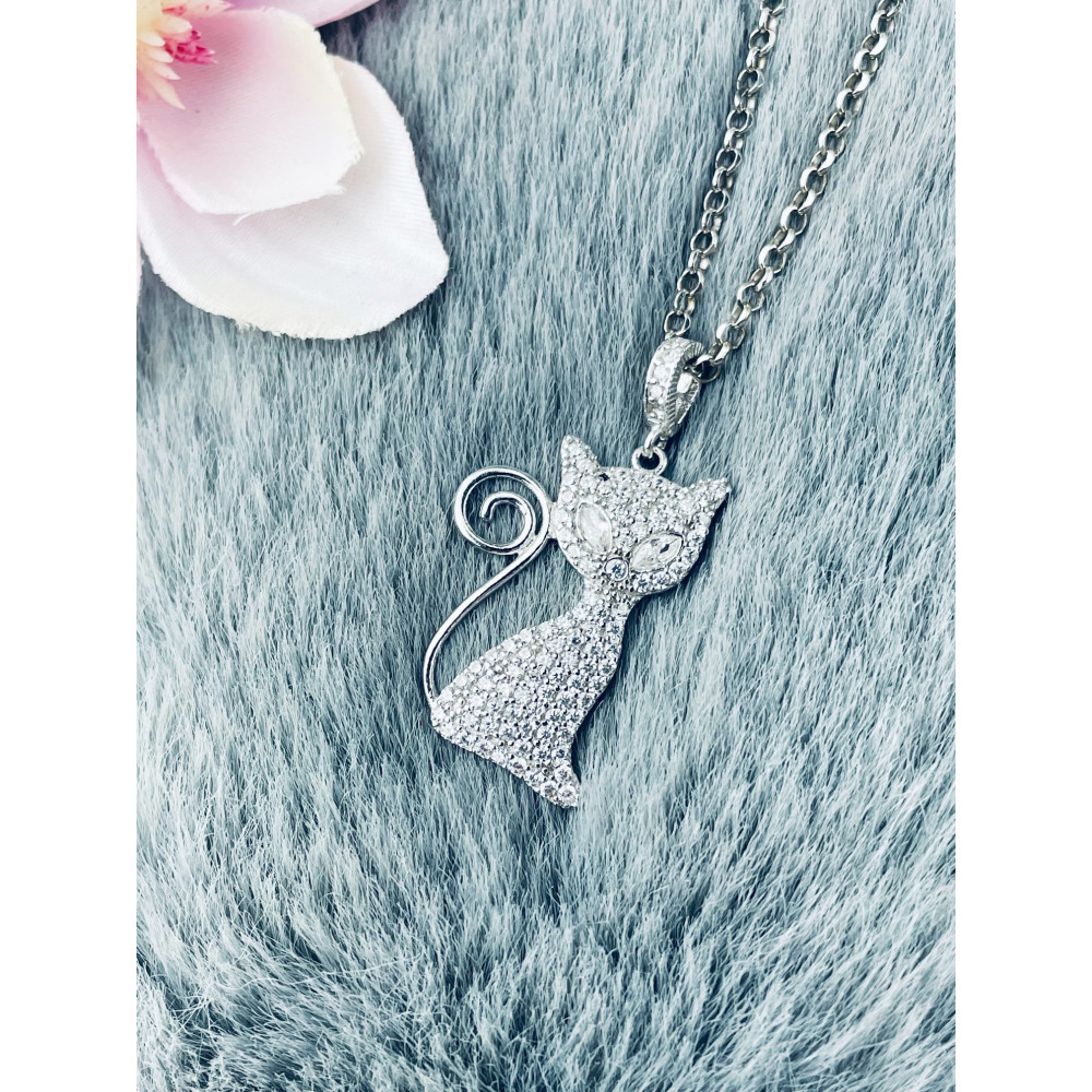 Kazte 925 Silber Halskette mit Zirkonia Halsband Damen Kinder