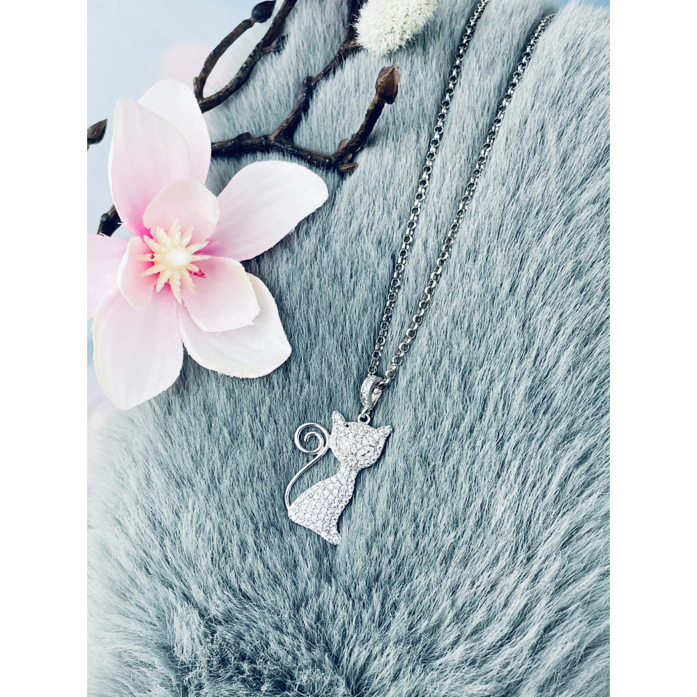 Kazte 925 Silber Halskette mit Zirkonia Halsband Damen Kinder