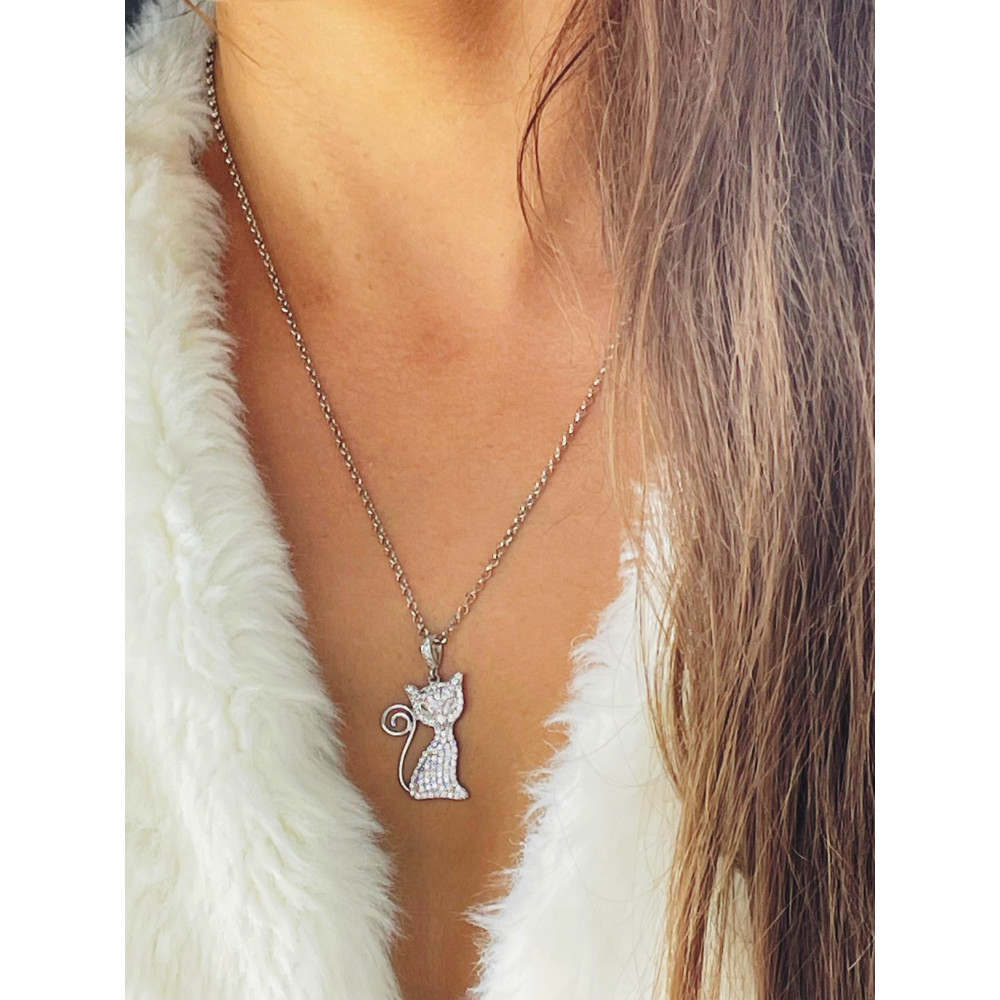 Kazte 925 Silber Halskette mit Zirkonia Halsband Damen Kinder